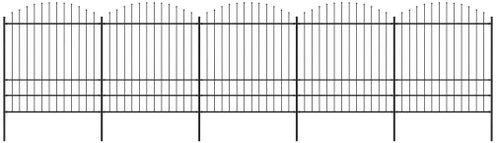 Zahradní plot s hroty ocel (1,75–2) × 8,5 m černý - Plot - Main image
