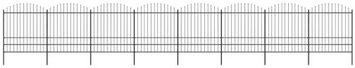 Zahradní plot s hroty ocel (1,75–2) × 13,6 m černý - Plot - Main image