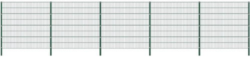 Plotový dílec se sloupky železo 8,5 × 1,6 m zelený - Plot - Main image