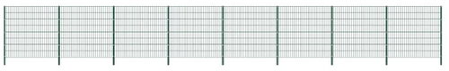 Plotový dílec se sloupky železo 13,6 × 1,6 m zelený - Plot - Main image