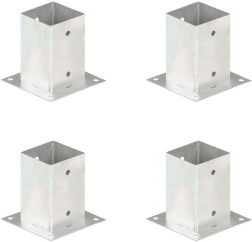 Post foot 4 pcs galvanized metal 91 mm - Fence Strut - Main image