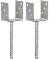Fence anchors 2 pcs silver 9 x 6 x 30 cm galvanized steel - Fence Strut