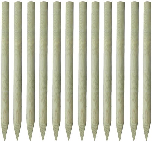 Špičaté plotové sloupky 12 ks impregnované dřevo 150 cm - Plot - Main image