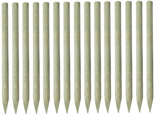 Špičaté plotové sloupky 15 ks impregnovaná borovice 4 x 150 cm - Plot - Main image