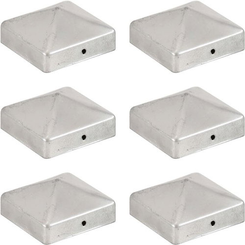 Covers for fence posts canopy 6 pcs galvanized metal 71x71 mm - Protective Cap - Main image