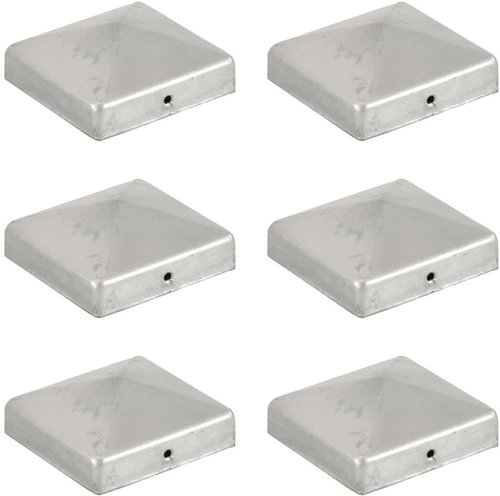 Covers for fence posts canopy 6 pcs galvanized metal 81x81 mm - Protective Cap - Main image