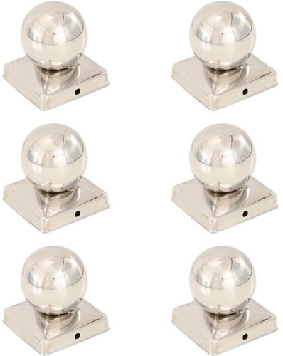 Fence post caps 6 pcs with ball Stainless steel 101x101 mm - Protective Cap - Main image
