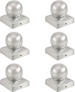 Fence post caps 6 pcs with ball galvanized metal 71x71 mm - Protective Cap