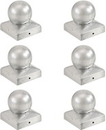 Fence post caps 6 pcs with ball galvanized metal 81x81 mm - Protective Cap