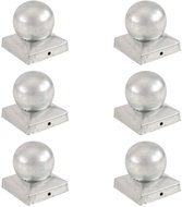 Fence post caps 6 pcs with ball galvanized metal 91x91 mm - Protective Cap