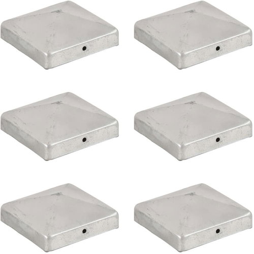 Covers for fence posts canopy 6 pcs galvanized metal 91x91 mm - Protective Cap - Main image
