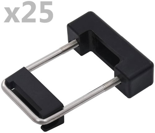 U-shaped clamp with plastic for fence posts 60x40 mm 25 sets - Gabion Clamp - Main image