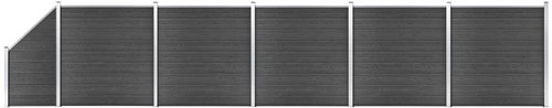 Set plotového dílce WPC 965 × (105–186) cm černý - Plotové dílce - Main image