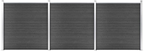 Set plotových dílců WPC 526 × 186 cm černý - Plotové dílce - Main image
