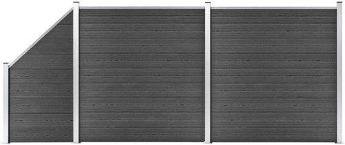 Set plotového dílce WPC 446 × (105–186) cm černý - Plotové dílce - Main image