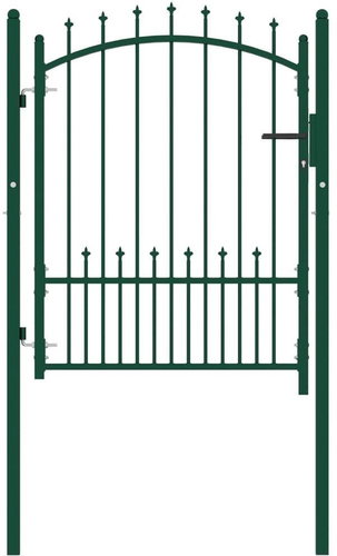 Fence gate with spikes steel 100 × 125 cm green - Fence Gate - Main image