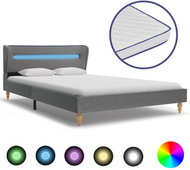 Mattress bed made of memory foam LED light gray textile 140x200cm - Bed