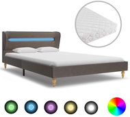 Bed with mattress and LED taupe textile 140x200 cm - Bed