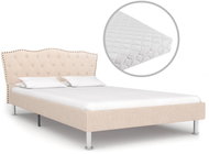 Bed with mattress beige fabric 140x200 cm - Bed