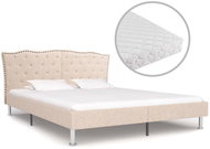 Bed with mattress beige fabric 160x200 cm - Bed