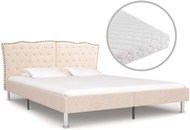 Bed with mattress beige fabric 180x200 cm - Bed