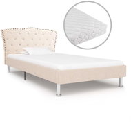 Bed with mattress beige fabric 90x200 cm - Bed