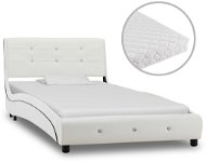 Bed with white artificial leather mattress 90x200 cm - Bed