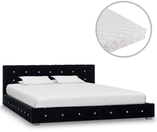 Bed with black velvet mattress 140x200 cm - Bed - Main image