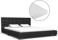 Bed with mattress black faux leather 140x200 cm - Bed