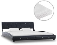 Bed with mattress black faux leather 160x200 cm - Bed