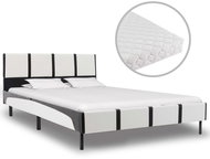 Bed with mattress black and white faux leather 120x200 cm - Bed