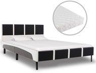 Bed with mattress black and white faux leather 120x200 cm - Bed