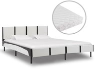 Bed with mattress black and white faux leather 140x200 cm - Bed