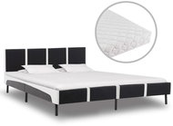 Bed with mattress black and white faux leather 160x200 cm - Bed