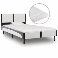 Bed with mattress black and white faux leather 90x200 cm - Bed