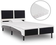 Bed with mattress black and white faux leather 90x200 cm - Bed