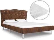 Bed with mattress brown textile 120x200 cm - Bed