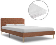 Bed with mattress brown textile 120x200 cm - Bed