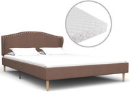 Bed with mattress brown textile 140x200 cm - Bed