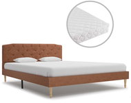 Bed with mattress brown textile 140x200 cm - Bed