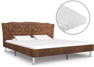 Bed with mattress brown textile 160x200 cm - Bed