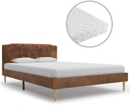 Bed with mattress brown faux leatherette 120x200 cm - Bed