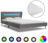 Bed with LED mattress light gray textile 120x200 cm - Bed