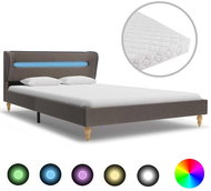 Bed with mattress LED taupe textile 120x200 cm - Bed
