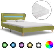 Bed with LED mattress green textile 120x200 cm - Bed