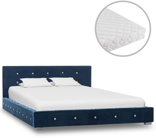Bed with blue velvet mattress 120x200 cm - Bed - Main image