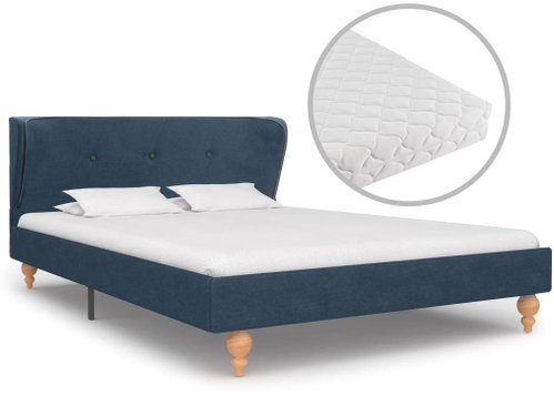 Bed with mattress blue textile 120x200 cm - Bed - Main image