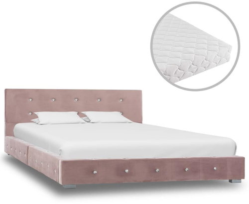 Bed with pink velvet mattress 120x200 cm - Bed - Main image