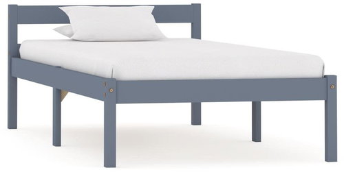 Bed frame gray solid pine wood 90x200 cm - Bed - Main image