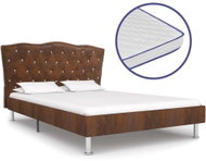 Bed with mattress with memory foam brown textile 140x200 cm - Bed